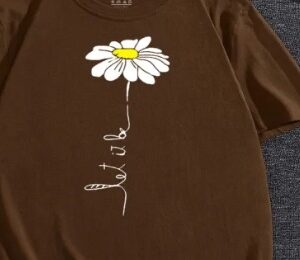 Women Brown Color Printed T Shirt Size Xs