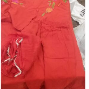 Orange Color Women Kurta Set With Dupatta Size Xl