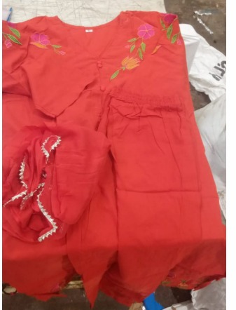 Orange Color Women Kurta Set With Dupatta Size Xl