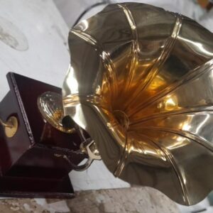 Antique Square Wooden Base Gramophone Brown
