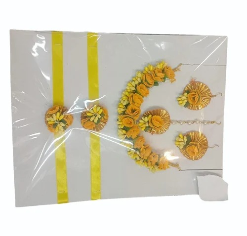 Yellow Foam Flowers Floral Haldi Jewellery