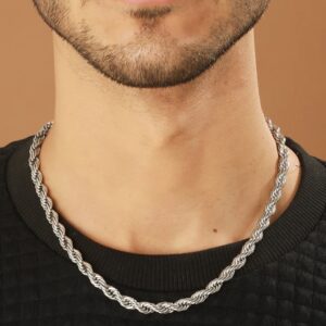 Preyasi Bold By Priyasi Trendy Silver Toned Rope Neck Chain For Men