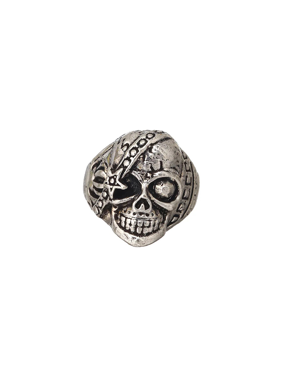 Preyasi Bold By Priyasi Happy Skull Silver Plated Ring For Men