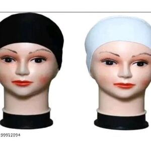 Black And White Color Fabric Hijab Cap Pack Of 2