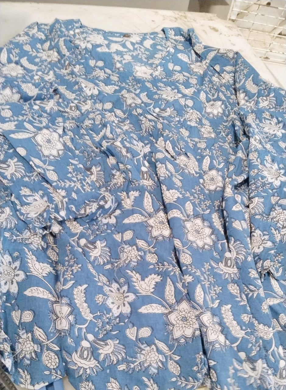 Blue Color Printed Short Kurti For Women Size Xxl