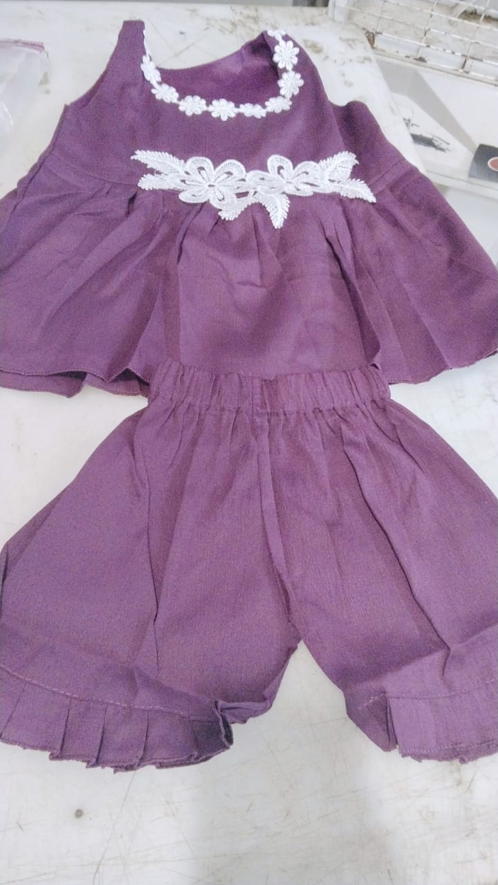 Wine Color Kids Girl Frock Size 1 To 2 Yrs