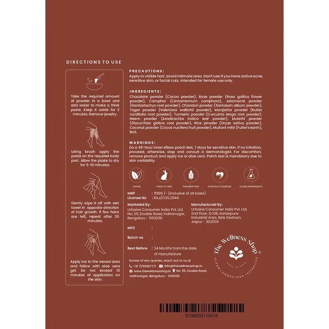 The Wellness Shop Chocolate Full Body Wax Powder 100 G