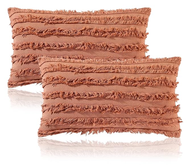 Mosey Rectangle Cushion Covers 12X18 Set Of 2 Brown Color