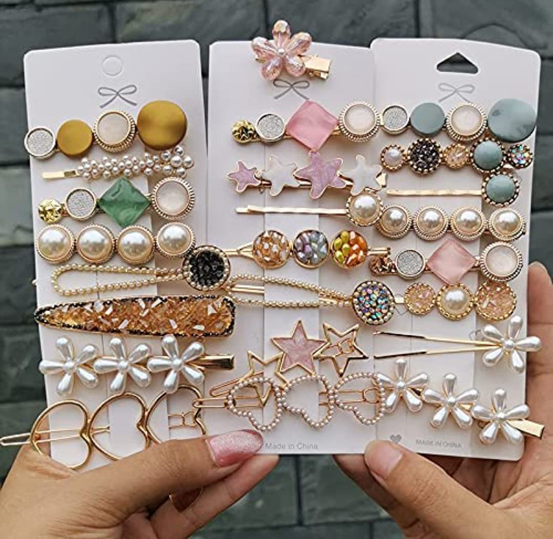 27 Piece Korean Style Pearl Barrettes Women