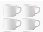 Coffee Cup White Colour Pack Of 4