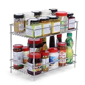 Stainless Steel 2 Tier Trolley MultiTier Countertop Shelf Rack For Kitchen