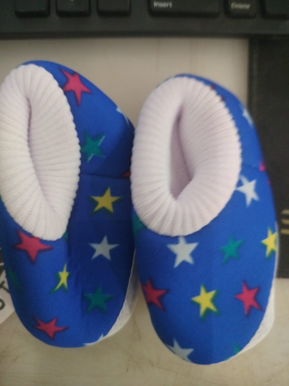 Kids Blue Colour Printed Booties Size 0 To 3 Months