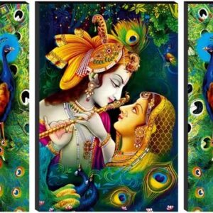 Radha Krishna Religious Modern Art Wall Painting Set Of 3