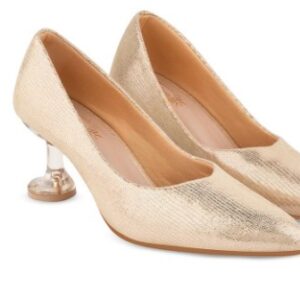 Shoetopia Women Embellished Stiletto Heels Pumps Golden Colour Size 41