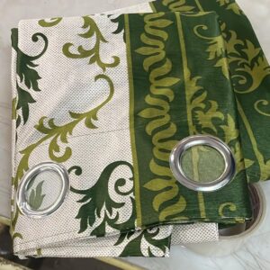 Green And White Printed Door Curtains Pack Of 2