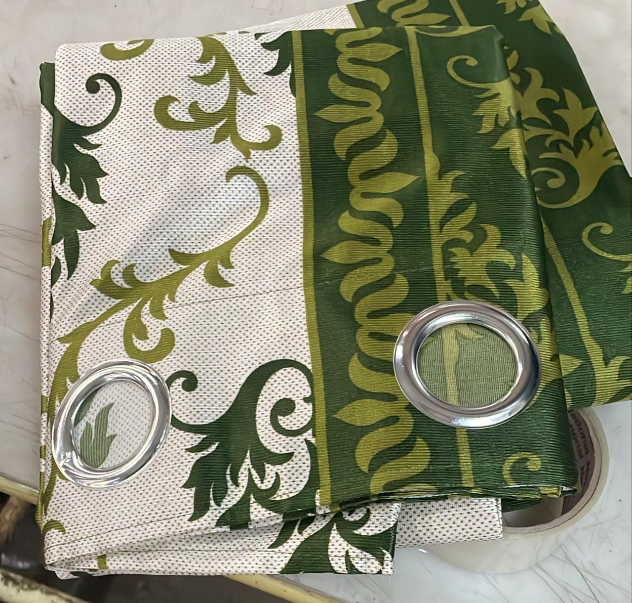Green And White Printed Door Curtains Pack Of 2