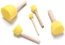 Yellow Sponge Dabber Wooden Handle Foam Brush Set Of 5 Pc