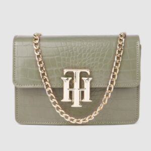Tommy Hilfiger Green Animal Textured Structured Sling Bag Cactus Color