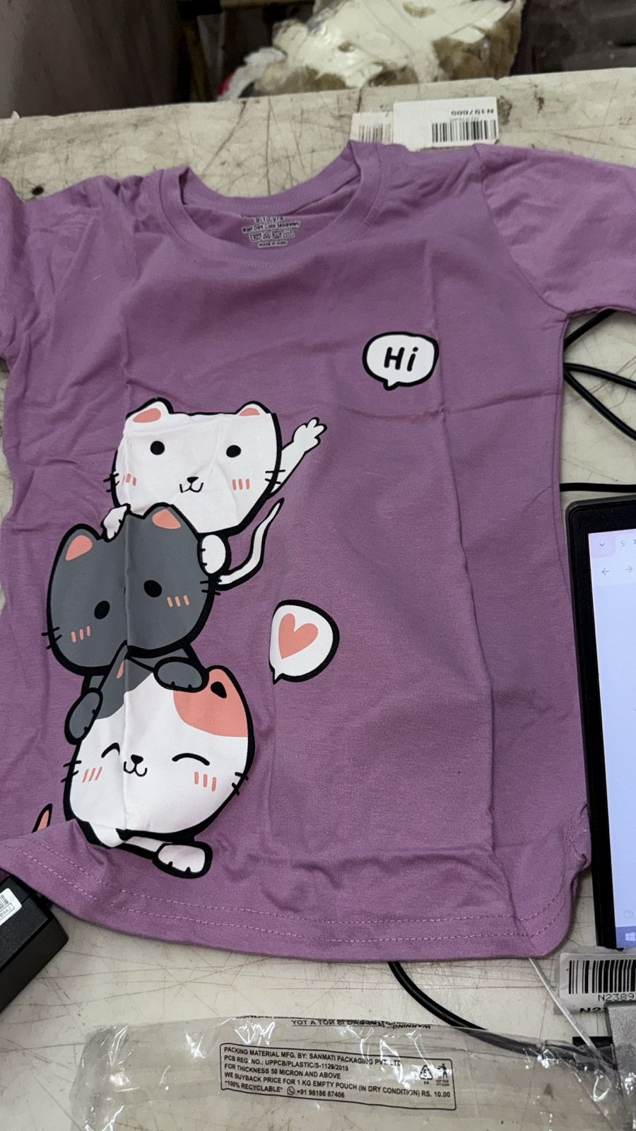 Kids Girl Purple Color T Shirt Size 9 To 10 Years