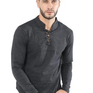 Fanideaz MenS Cotton Full Sleeve Tshirt With Stylish Rope Grey Color Size L