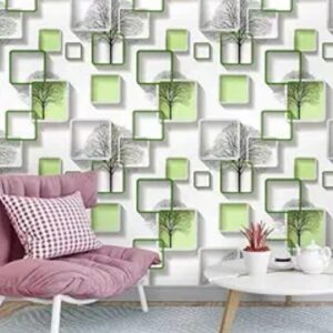 Green Printed Waterproof Adhesive Wallpaper For Home Decoration 5 Meter