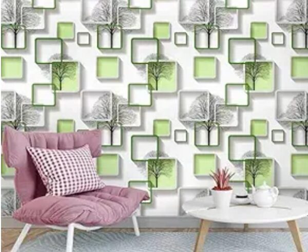 Green Printed Waterproof Adhesive Wallpaper For Home Decoration 5 Meter