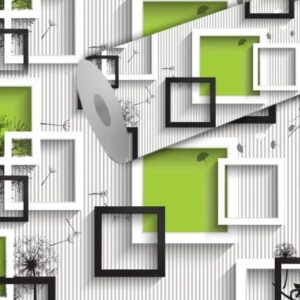 Green Printed Waterproof Adhesive Wallpaper For Home Decoration 5 Meter