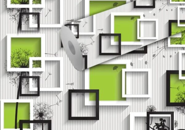 Green Printed Waterproof Adhesive Wallpaper For Home Decoration 5 Meter