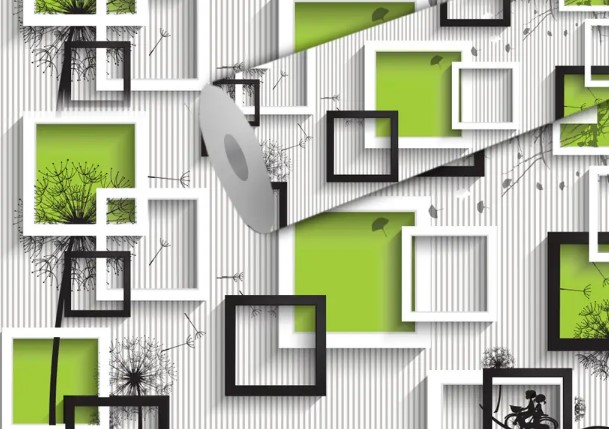 Green Printed Waterproof Adhesive Wallpaper For Home Decoration 5 Meter