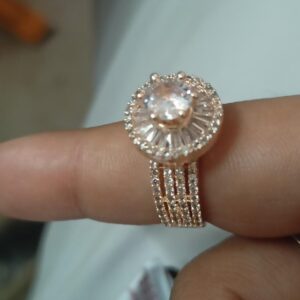 Bello Naari Solitaire Silver Plated American Diamond Adjustable Ring For Women