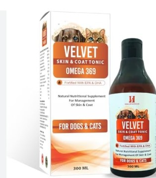 Humane Hound Velvet Skin Coat Tonic With Omega 369 For Dogs Cats 300 Ml