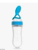 Blue And Transparent Silicon Spoon Feeding Bottle