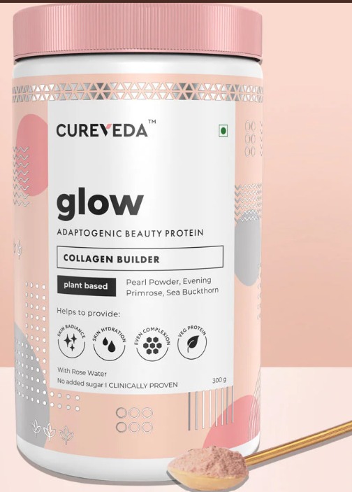 Cureveda Glow Collagen Builder Rose Flavour 300 G