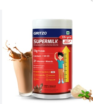 Gritzo Supermilk Height 13 Plus Boys Protein Double Chocolate 400Gm