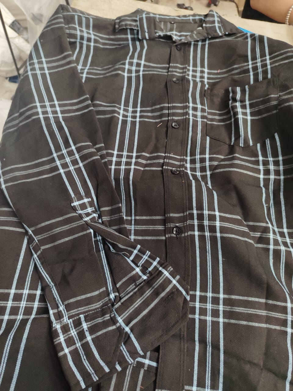 Black And Blue Checked Shirt For Men Size L