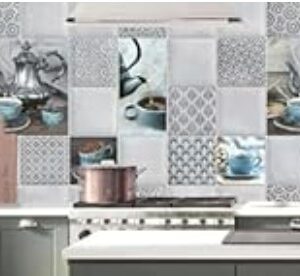 Grey Printed Waterproof Adhesive Wallpaper For Kitchen 2 Mtr