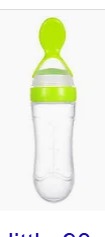 Green And Transparent Silicon Spoon Feeding Bottle