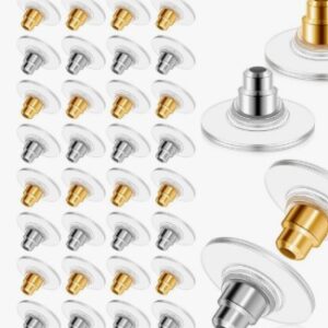 Bullet Clutch Earring Backing Stoppers 40 Pcs Silver Golden