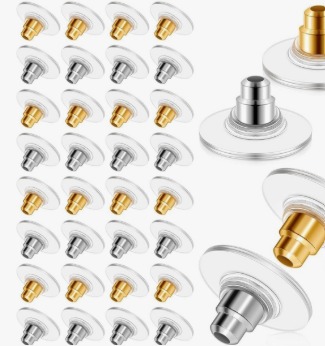 Bullet Clutch Earring Backing Stoppers 40 Pcs Silver Golden