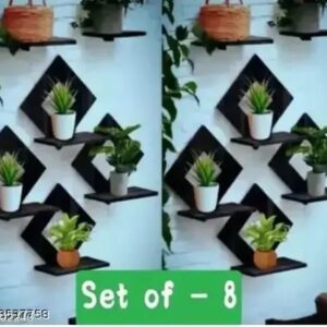 Square Shape Mdf Wooden Wall Shelves For Home Decor Pack Of 8