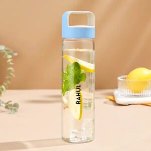 Borosil 1L Neo Borosilicate Glass Bottle Blue Lid Personalise