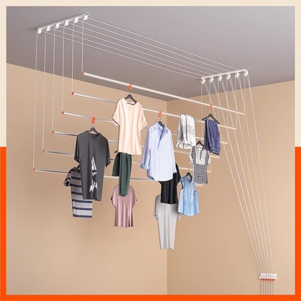 Bathla Mobidry Exa Heavy Duty Stainless Steel Ceiling Cloth dryer 6 Pipes 7 feet