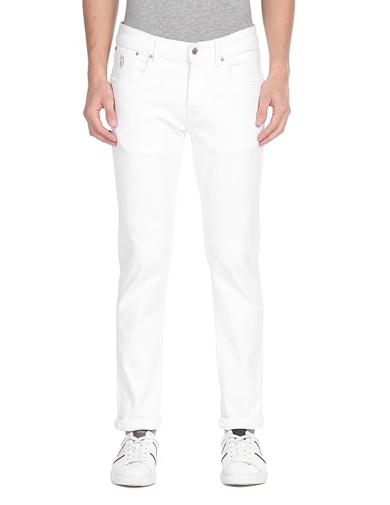 U S Polo Assn Mens Slim Fit Mid Rise Jeans white colour 32 size