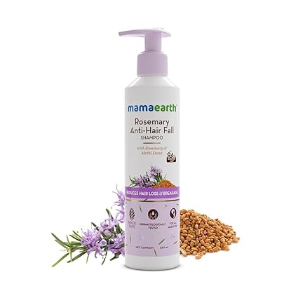 Mamaearth Rosemary Anti Hair Fall Shampoo with Rosemary Methi Dana for Reducing Hair Loss Breakage 250 ml