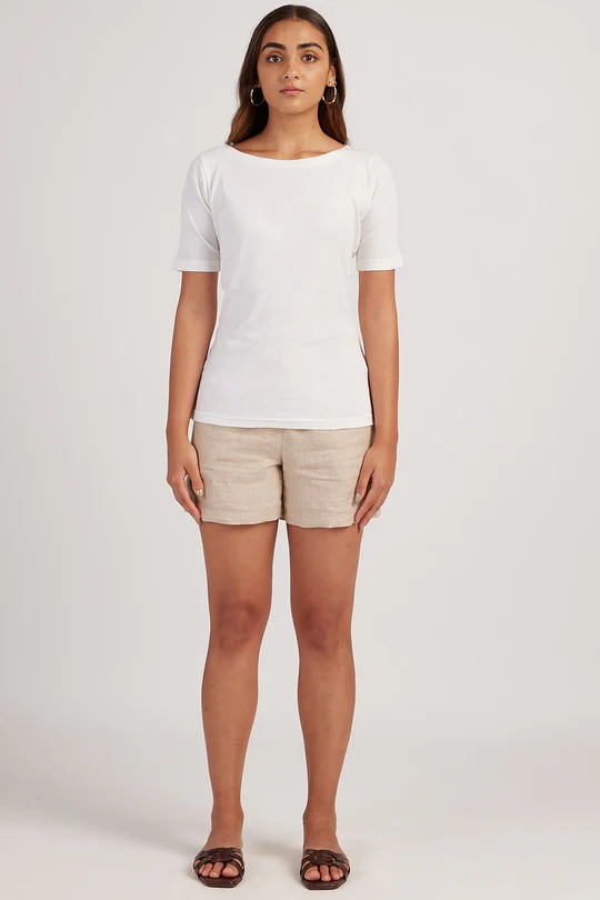 Uniqlo women ribbed boat neck t shirt white size XL