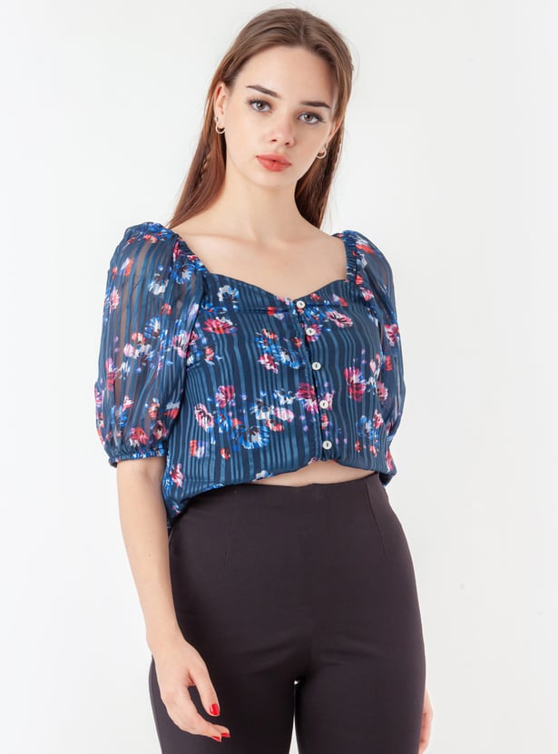 Zink women Black Printed Wrap Top black colour size XL