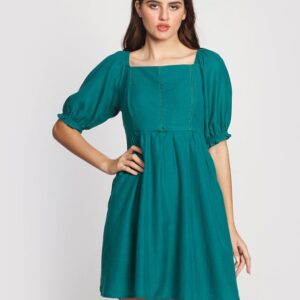 ZINK LONDON Women Solid A line Dress green colour size L