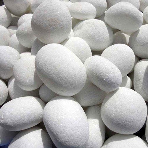 Trust Pebbles BABA KA DEEWANA 1Kg Polished White Marble Pebbles for Garden Decor 20 30 Mm White 1Kg white pebbles