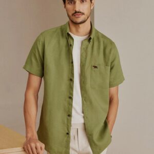 Andamen Deep Olive Linen Shirt for men s size L