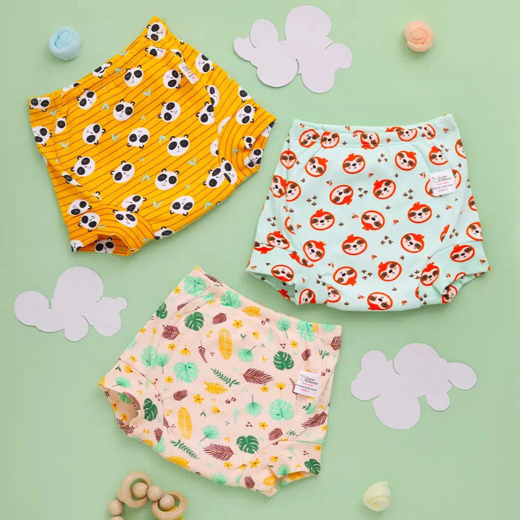 Super bottoms Choose Print and Size for 3 Padded Underwear size 2 colour multi color